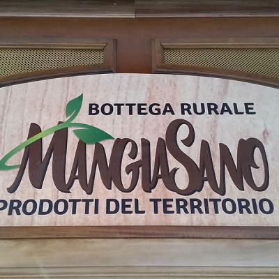 Mangisano Insegna Logo Stampa Legno
