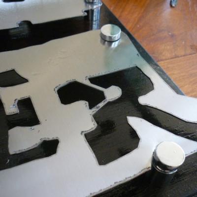 Particolare Insegna Acciaio E Legno