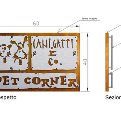 Insegna in legno e acciao inox
