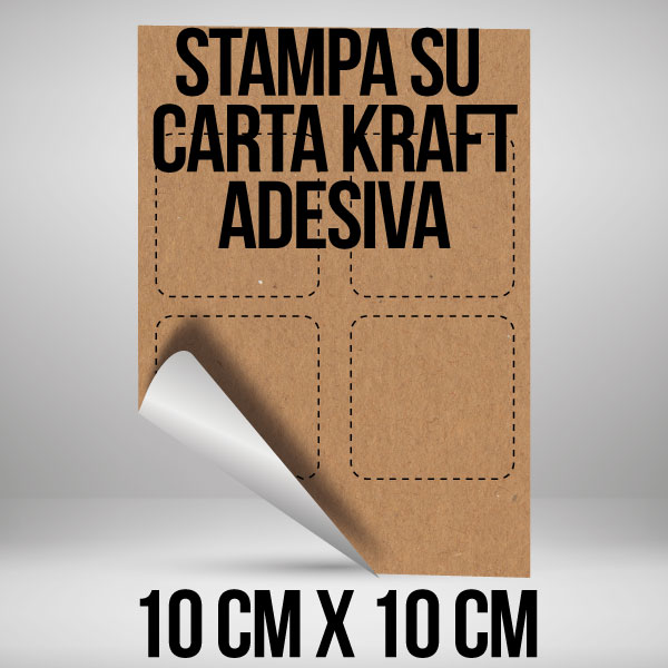 ADESIVI PERSONALIZZATI: Etichette adesive su carta Kraft - Quadrate lato 10  cm